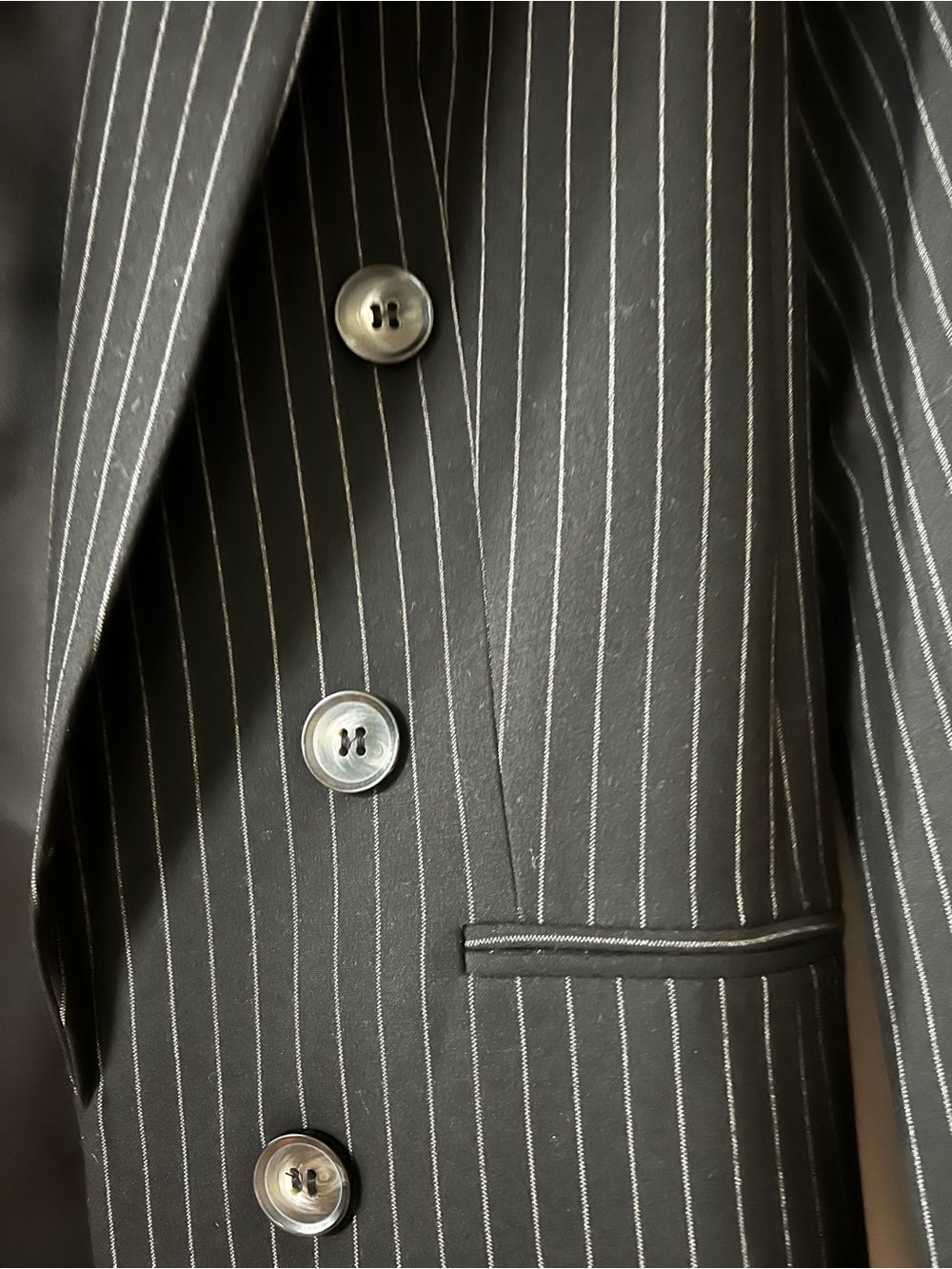 Bar III Black Pinstripe Double-Breasted Blazer - Picture 11 of 13